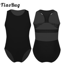 Балетный купальник TiaoBug, без рукавов, круглый ворот, черный, розовый, гимнастический купальник, тренировочная Одежда для танцев 2024 - купить недорого