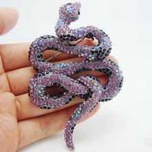 Vintage new fashion purple crystal rhinestone snake Animals Art Deco style brooch pin pendant 2024 - buy cheap