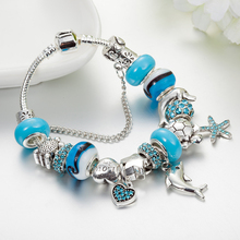 ANNAPAER посеребренные очаровательные браслеты и браслеты модные подвески в виде морской звезды Кристальные бусины браслет для женщин ювелирные изделия подарок B17010 2024 - купить недорого