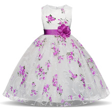 Детские платья для свадебной вечеринки для девочек, одежда с цветочным рисунком для маленьких девочек рождественское бальное платье маленькой принцессы наряд для церемоний 2024 - купить недорого