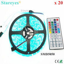 Free Shipping 20 sets SMD 5050 60 LED/M RGB Strip 5M 300 LED DC12V LED Tape light string lighting LED Strip 44 Key IR Remote 2024 - buy cheap