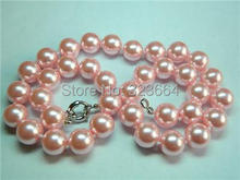 Красивое Розовое жемчужное ожерелье 10 мм с морской ракушкой 18 дюймов 2024 - купить недорого