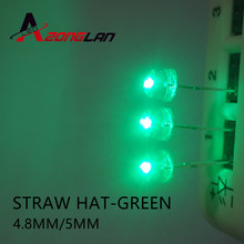 50PCS 5mm Clear Lens Green LED Diode Light 5 mm Straw Hat Ultra Bright Wide Angle LED Light Emitting Diode Lamp Through Hole 2024 - buy cheap