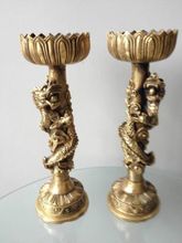 A Pair of Exquisite Copper Candlestick Dragon Lamps 2024 - buy cheap