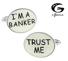 iGame Factory Price Retail Men's Cufflinks Brass Material Career I'M A BANKER TRUST ME' Design Cuff Links 2024 - buy cheap