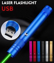 USB rechargeable laser pointer pen green light long shot sandbox sales pointer pen laser light 5 colors body 2024 - buy cheap