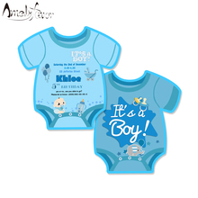 Boy Baby Shower Theme Invitation Card Party Supplies Baby Shirt Invitation Party Decorations Event Birthday Custom-Made 16PCS 2024 - buy cheap