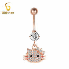G23titan Fashion Cute Hello Kitty Navel Piercing Steel Bell Button Rings Rose Gold Color Belly Piercing Body Jewelry for Women 2024 - buy cheap