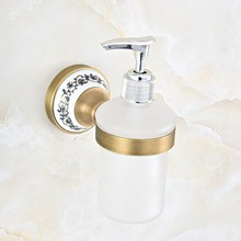 Antique Brass Bathroom and Kitchen Glass bottle liquid Soap Dispenser Wall Mounted Soap dispensers Holder rack mba814 2024 - buy cheap