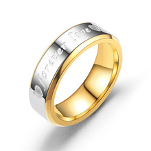 Anillo de compromiso de acero inoxidable para mujer y hombre, romántico, amor eterno, con letras para amantes, bandas de boda, joyería 2024 - compra barato