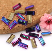 New 3x7mm Nail Art crystal glass pointback rhinestones Purple blue light Straight strip rhinestones 50pcs for DIY Nail art 2024 - buy cheap