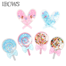 Ibows lantejoulas remendos de areia movediça líquido bonito doces lollipop para diy caso do telefone acessórios de cabelo arco decoração artesanato artesanal 2024 - compre barato