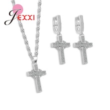 Fashion Cross Jewelry Set Zircon 925 Sterling Silver Jewelry Set Necklace/Pendant/Chain for women Wedding Engagement Sets 2024 - buy cheap