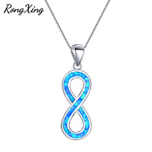 RongXing Love Infinity Blue/White Fire Opal Letter Pendants & Necklaces For Women Silver Color Birthstone Choker 2024 - buy cheap
