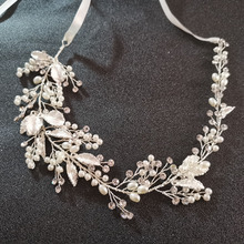 SLBRIDAL Handmade Silver Color Crystal Rhinestone Floral Leaf Wedding Hair accessories Hair Vine Bridal Headband Women Jewelry 2024 - buy cheap