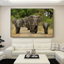 Modern Animals Posters and Prints Wall Art Canvas Painting African Grassland Elephants Pictures for Living Room Decor No Frame 2024 - buy cheap