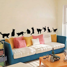 Наклейки на стену с девятью кошками, съемные виниловые наклейки для дома, сделай сам, художественная наклейка, декор для детской комнаты 2024 - купить недорого