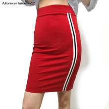 A Forever 2019 News Fashion Women Skirt Stripe Ribbon Stitching Elastic high Waist Slim Casual Package Hip Pencil Skirt AFF2015 2024 - buy cheap
