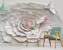 Beibehang-papel tapiz 3D tridimensional floral en relieve, Fondo de mariposa para TV, decoración del hogar, murales para sala de estar y dormitorio 2024 - compra barato