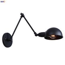 IWHD Loft Black Retro LED Wall Light Fixtures Hallway Bedroom Stair Swing Long Arm Vintage Wall Lamp Sconce Lamparas De Pared 2024 - buy cheap