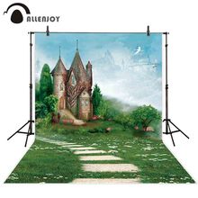 Allenjoy-par de fundo fotográfico para primavera, contos de fadas, castelo, cisne, árvores, floresta, borracha, espelho de fundo, fotochamada 2024 - compre barato