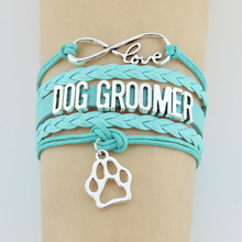 10PC/lot Infinity Love Dog Groomer Trainer Paw Charm Wrap Bracelets Paw Print Charms Animal Bracelet Women Men Bracelets Jewelry 2024 - buy cheap
