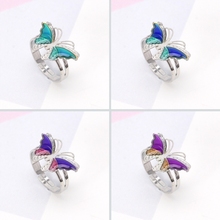 Nuevo anillo colorido de mariposa de 17mm para mujer, anillos de temperatura de emoción sentimiento para niños 2024 - compra barato