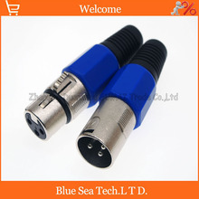 5 pares de conector de micrófono de Audio XLR 3 pines macho y hembra 3 P XLR KTV micrófono/altavoces enchufe, plateado con funda azul 2024 - compra barato