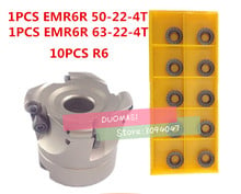 1 pces emr6r 50-22-4t emr6r 63-22-4t e 10 pces rpmt1204 (r6) insere ferramentas de fresagem cnc para inserções redondas 2024 - compre barato