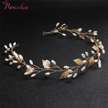 Handmade Fashion Pearl Leave Hair Vine Tiara Bride Head Chain Bridal Headbands Hair Ornaments Wedding Hair Accessories RE3321 2024 - buy cheap