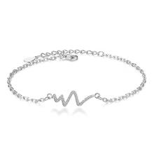 Everoyal pulseira feminina de prata esterlina 925, acessórios de moda, zircônia, eletrocardiograma, pulseira feminina bijuteria 2024 - compre barato