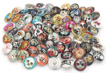 24pcs Free Shipping DIY Snap Jewelry Finding New Arrival 18mm Cabochon Printed Glass Skull Buttons for DIY Bracelet Earrings 2024 - buy cheap