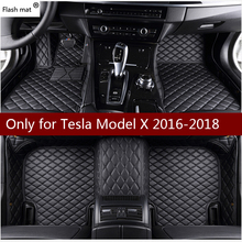 Flash mat leather car floor mats for Tesla Model X 2016 2017 2018 Custom foot Pads automobile carpet car covers 2024 - buy cheap