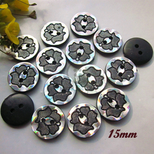 144pcs 15mm 2 holes Black Rose pattern clothing buttons for sewing garment accessories craft diy materials supplies 2024 - buy cheap