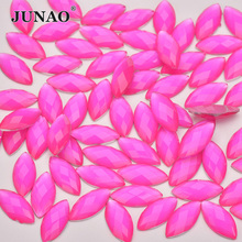 JUNAO 7x15mm Rose Color Resin Rhinestones Applique Non Sewing Diamond Flat Back Gems Horse Eye Strass Crystals for DIY Crafts 2024 - buy cheap