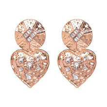 New Arrival Big Love Heart Metal Dangle Earrings for Women Luxury Crystal Drop Statement Maxi Pendant Earrings Bridal Jewelry 2024 - buy cheap