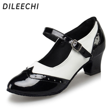 DILEECHI-zapatos de baile latino para mujer, calzado de PU blanco y negro, suela exterior blanda, 45mm 2024 - compra barato