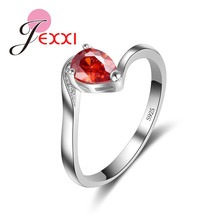 Wholesale Fashion Engagement 925 Sterling Silver Red heart shape Cubic Zircon Ring Women Wedding Anniversary Jewelry 2024 - buy cheap