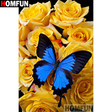 HOMFUN Full Square/Round Drill 5D DIY Diamond Painting "Flower butterfly" Embroidery Cross Stitch 3D Home Decor Gift A11106 2024 - buy cheap