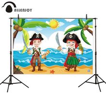 Allenjoy летний фон для фотосъемки Солнечный свет пляж кокосовое дерево Пираты фон для детской вечеринки студия Фотофон 2024 - купить недорого