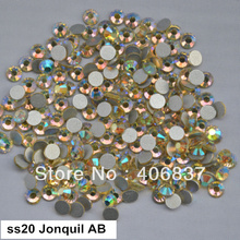 Free Shipping! 1440pcs/Lot, ss20 (4.8-5.0mm) Jonquil AB Flat Back Non Hotfix Glue On Nail Art Rhinestones 2024 - buy cheap