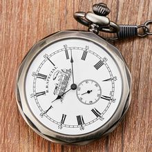 Antique Silver London Pocket & Fob Watches Hand Wind Skeleton Men Women Mechanical Pocket Watch With Pendant Chain Necklace 2024 - купить недорого