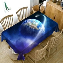 Toalha de mesa 3d customizável azul espaço exterior planeta sistema padrão lavável poliéster dustproof casamento ou jantar pano de mesa 2024 - compre barato