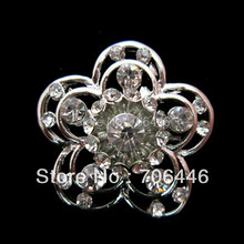 Rhodium Silver Plated Alloy and Clear Diamante Crystal Cute Leaf Flower Brooch 2024 - buy cheap