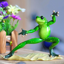 Creative Kongfu Resin Frogs Figurines fairy garden miniatures crafts Animal Sculpture Statue home decor Frog garden decoration 2024 - buy cheap