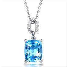 TJP Trendy Girl Crystal Blue Pendant Necklace For Women Accessories Fashion Silver 925 Necklace Female Engagement Party Bijou 2024 - buy cheap