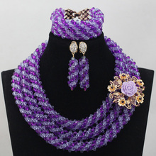 Charms Purple African Wedding Bridal Jewelry Set Crystal Nigerian Costume Beads Jewelry Set Gift for Women Free Shipping QW397 2024 - buy cheap