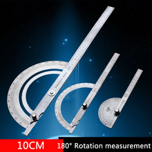 Aço inoxidável cabeça redonda de 180 graus ângulo transferidor localizador rotativo medição régua ferramenta machinista 10cm artesão régua 2024 - compre barato