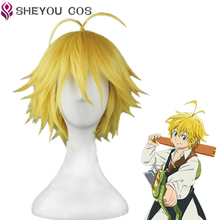 The Seven Deadly Sins Meliodas Cos Wig Dragon's Sin of Wrath Golden Heat Resistant Hair Cosplay Wigs + Wig Cap 2024 - buy cheap