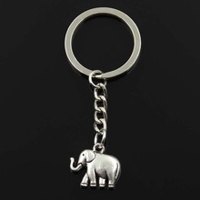 Fashion Two Sided Elephant 21x18x5mm Pendant 30mm Key Ring Metal Chain Silver Color Men Car Gift Souvenirs Keychain Dropshipping 2024 - buy cheap